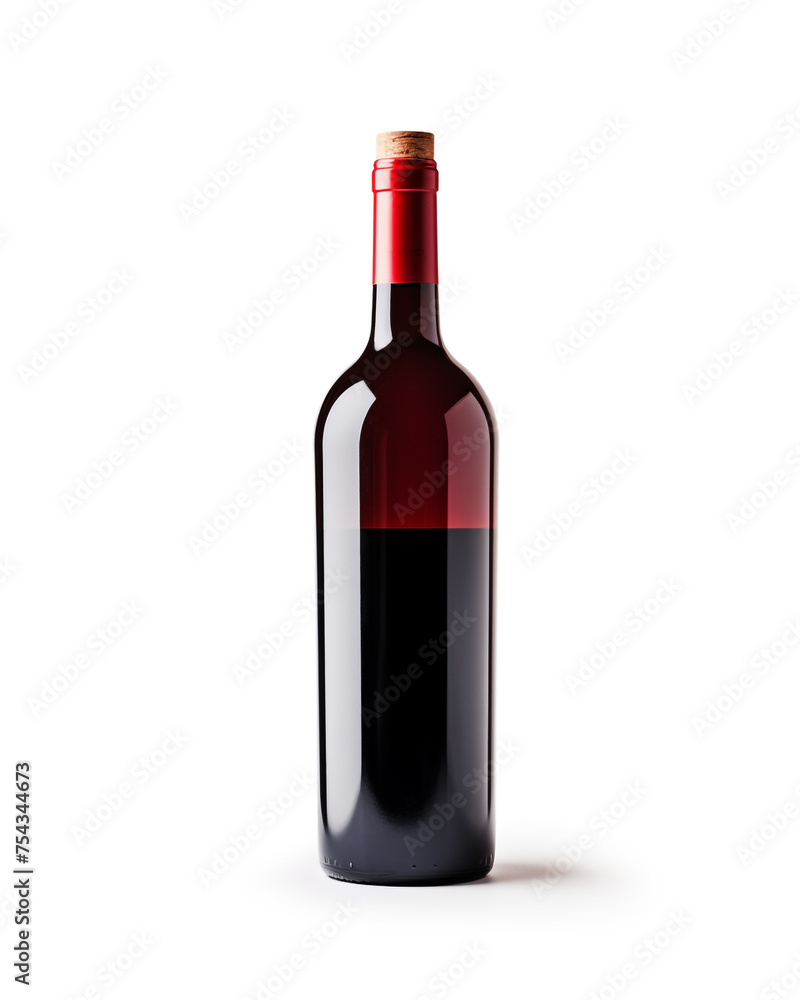 bottle of wine on a white background сreated with Generative Ai bottle of wine on a white background сreated with Generative Ai