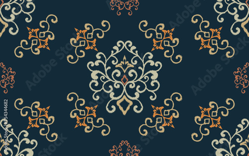 Embroidery designs Oriental geometric ethnic pattern for background or carpet, wallpaper, batik wrapping, curtain design, vector illustration 