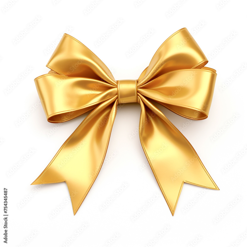 golden gift bow on white background сreated with Generative Ai golden gift bow on white background сreated with Generative Ai