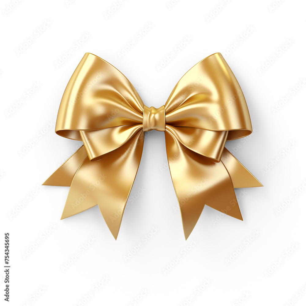 Naklejka premium golden gift bow on white background сreated with Generative Ai