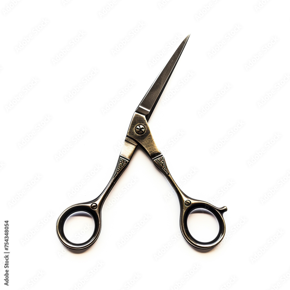 barber scissors on white background сreated with Generative Ai barber scissors on white background сreated with Generative Ai