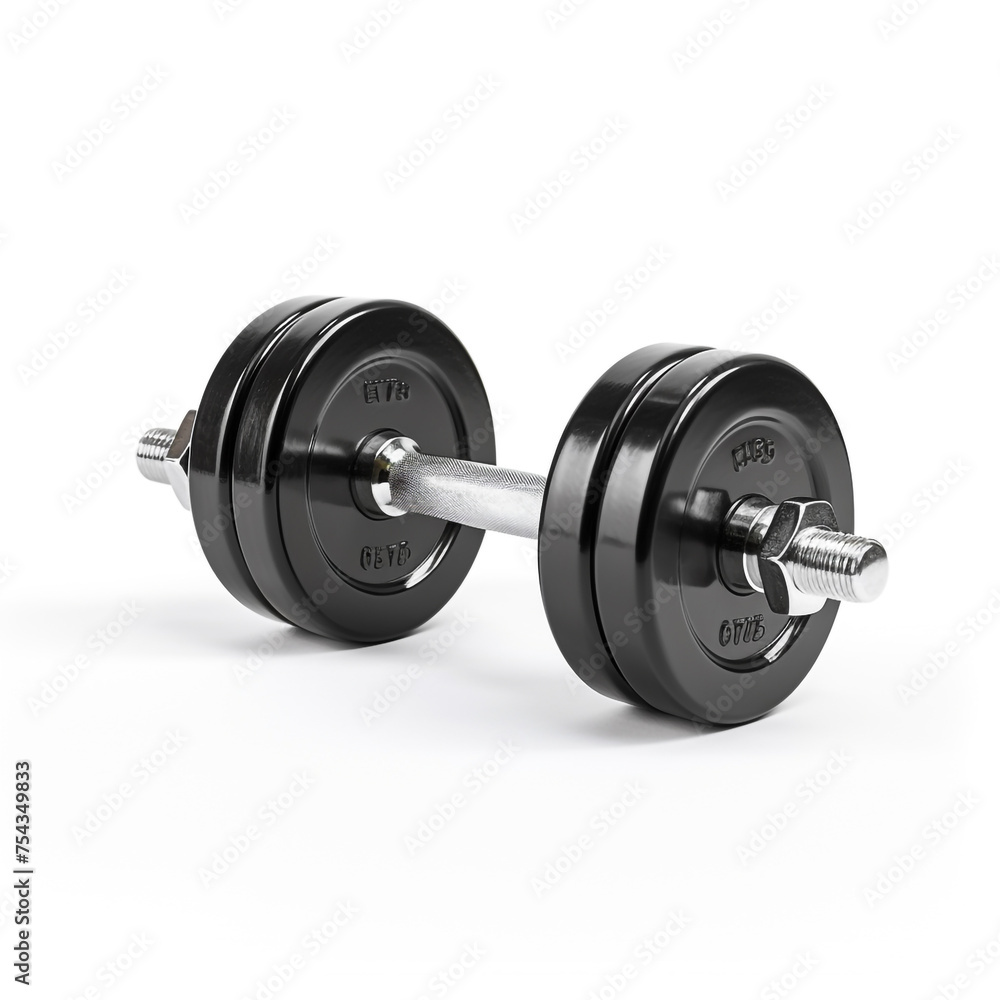 dumbbell on white background side view сreated with Generative Ai dumbbell on white background side view сreated with Generative Ai