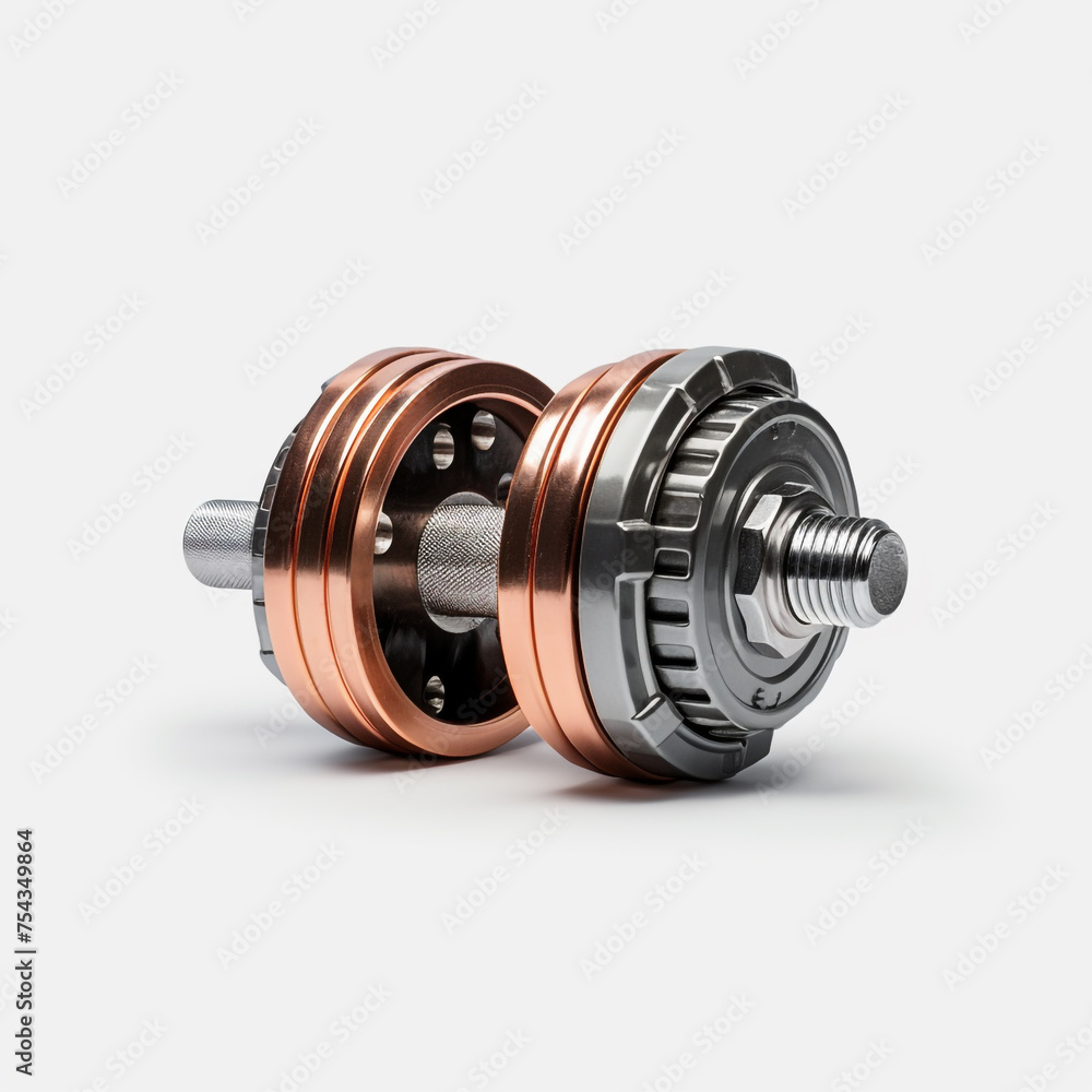dumbbell on white background side view сreated with Generative Ai dumbbell on white background side view сreated with Generative Ai