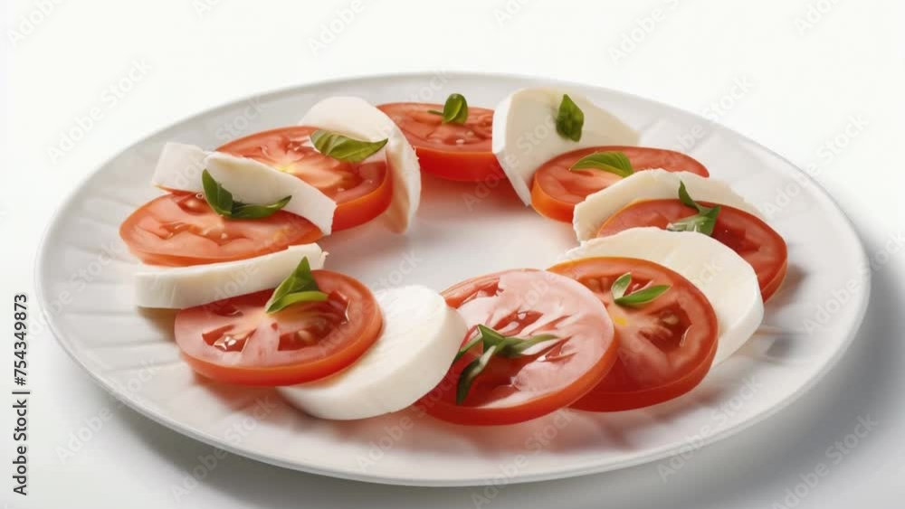 Plate of food with tomato and cheese salad Plate of food with tomato and cheese salad