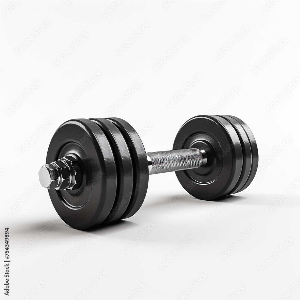dumbbell on white background side view сreated with Generative Ai dumbbell on white background side view сreated with Generative Ai