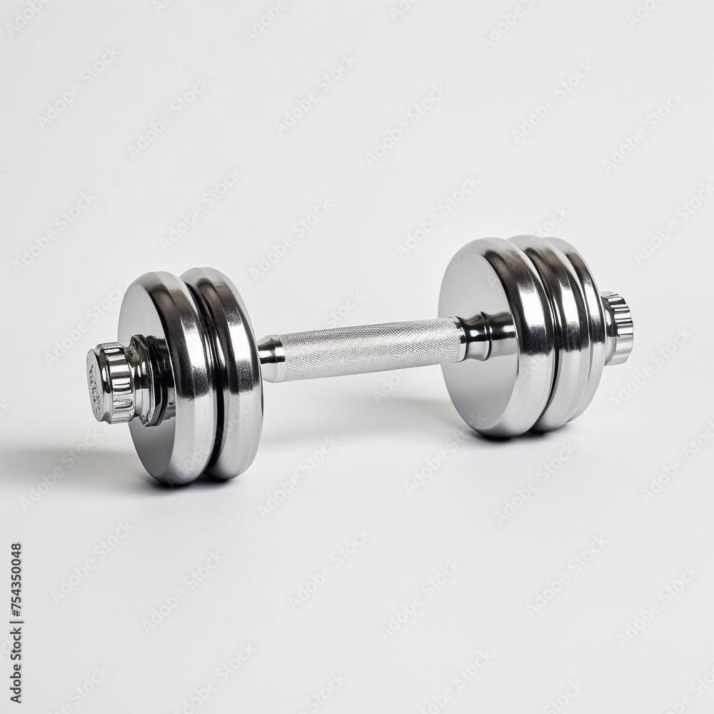 dumbbell on white background side view сreated with Generative Ai dumbbell on white background side view сreated with Generative Ai
