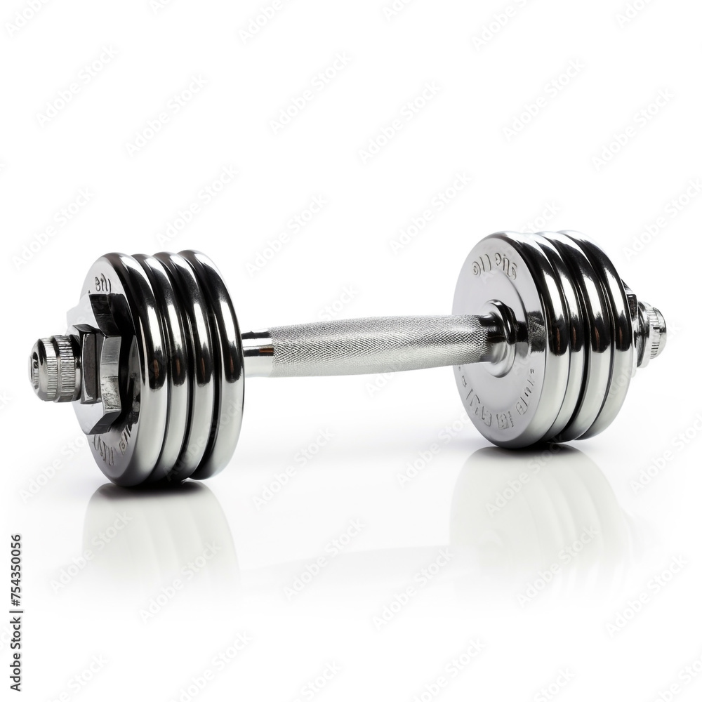 dumbbell on white background side view сreated with Generative Ai dumbbell on white background side view сreated with Generative Ai