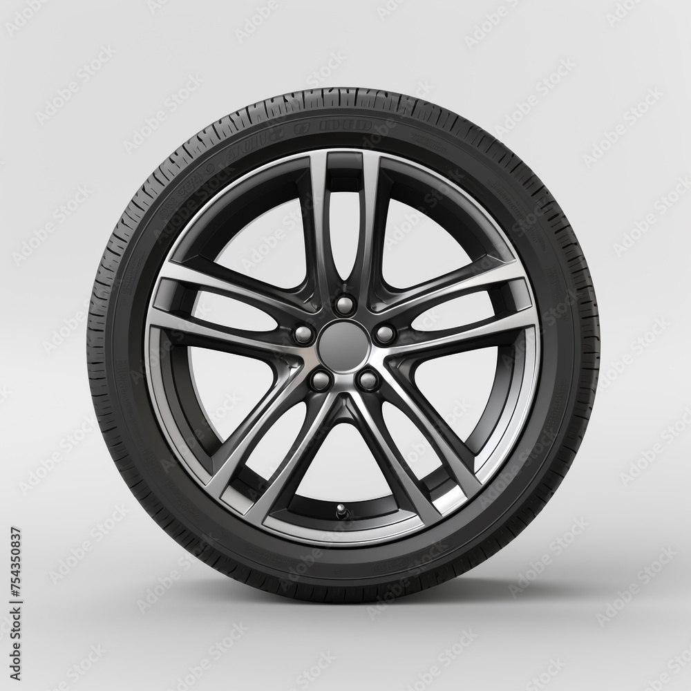 side view of a car wheel on a white background сreated with Generative Ai side view of a car wheel on a white background сreated with Generative Ai