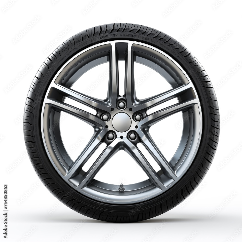 side view of a car wheel on a white background сreated with Generative Ai side view of a car wheel on a white background сreated with Generative Ai