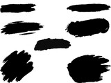 A vector of black shillouette ,set of splashes, a set of paint brush