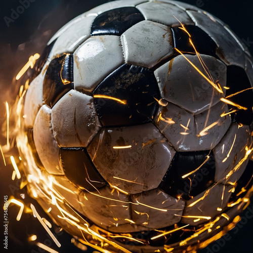 soccer ball with sparkles of fire