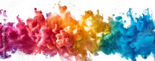 Colorful powder explosion splash with freezing isolated on transparent background,c