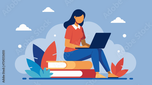 Freelance woman working outdoors on her laptop