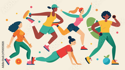 Diverse group of people enjoying a fitness class