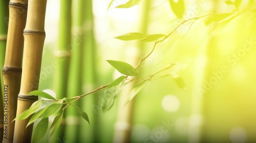 Natural background with bamboo. Illustration AI Generative