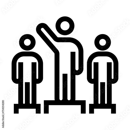 Icono de competencia. Ganadores, podio de éxito, concurso, campeonato deportivo, premiación. Ilustración