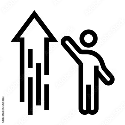 Icono de crecimiento exitoso. Progreso personal, triunfo, logro, superación, éxito. Ilustración vectorial