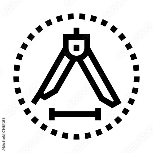 Icono de compás. Diseño, arquitectura, herramienta de creatividad, dibujo técnico. Ilustración vectorial