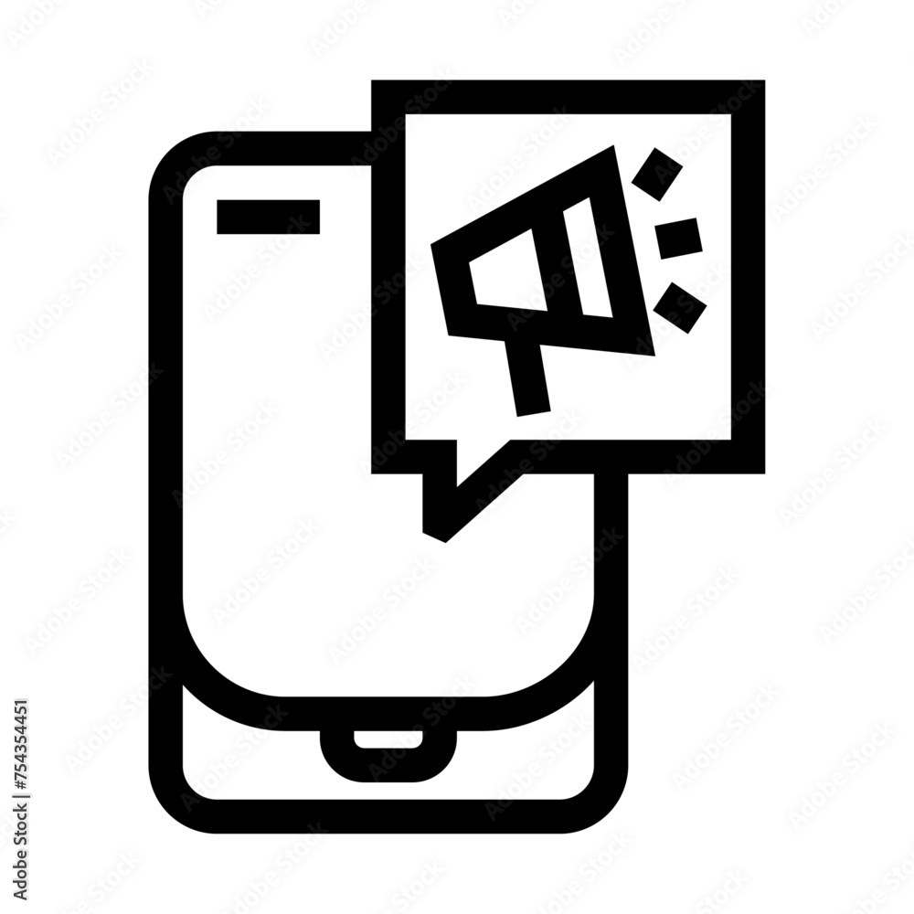 Icono de publicidad digital. Marketing móvil, campañas virtuales, promoción, publicidad. Ilustración vectorial Icono de publicidad digital. Marketing móvil, campañas virtuales, promoción, publicidad. Ilustración vectorial