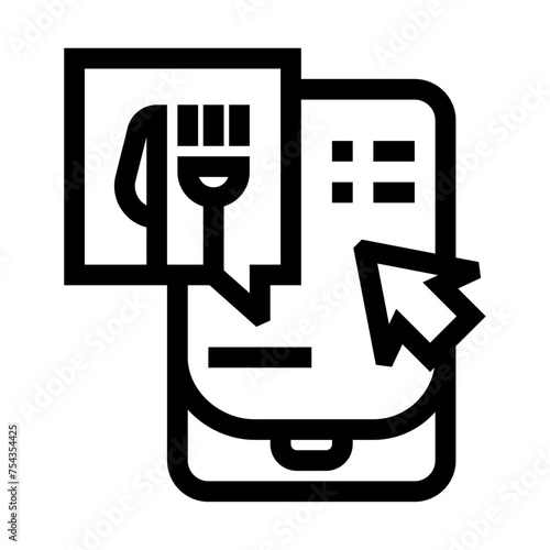 Icono de pedir comida. Clic de ordenar, restaurante, servicio a domicilio, comida rápida. Ilustración vectorial