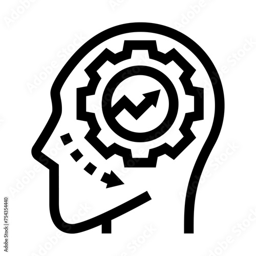 Icono de potencial. Desarrollo personal, crecimiento mental, avance intelectual, cabeza humana. Ilustración vectorial