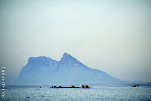 The rock of Gibraltar at sunset photo