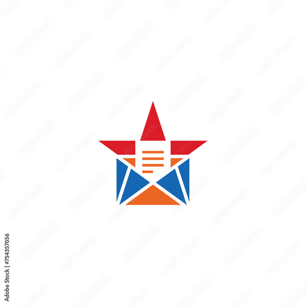 Star email envelope logo design. Star email envelope logo design.