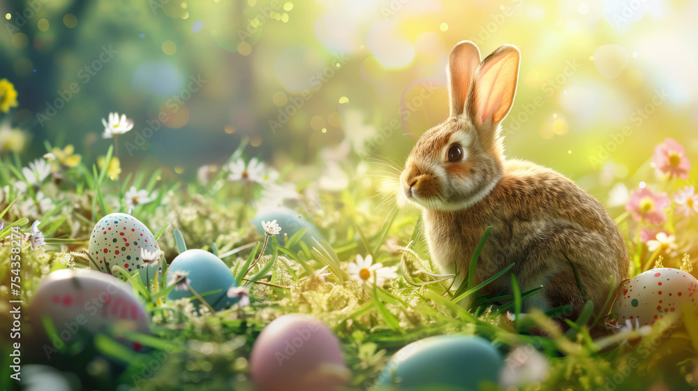 easter bunny with eggs