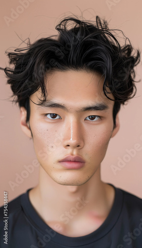 Photo handsome asian men faces faces for makeup face cosmetics advertising hi res