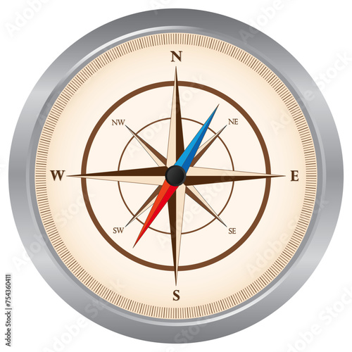 Compass vector made to look old and aged. Compass can be used as a travel logo.