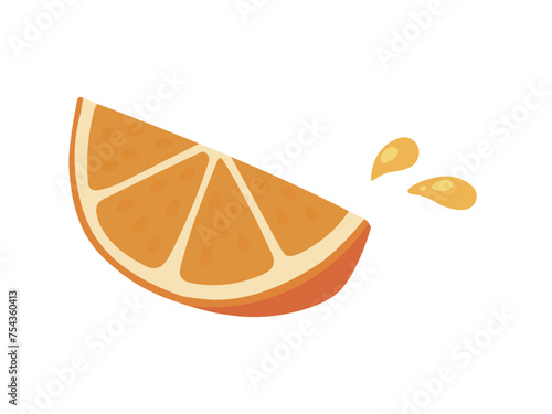 カットしてあるジューシーな汁気のオレンジのイラスト