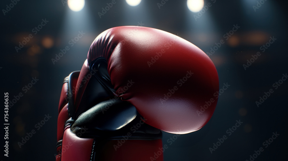 Cinematic Shot of Boxing Gloves in Dim Lighting - obrazy, fototapety, plakaty 