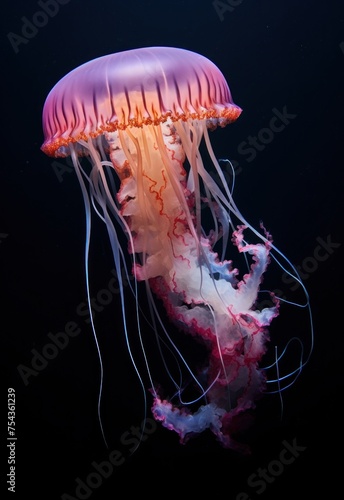 Bioluminescent Jellyfish Adrift in Dark Waters