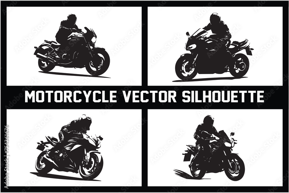Obraz premium Motorcycle Rider Silhouette Vector Illustration
