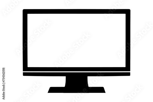 Lcd tv monitor isolated on white. Empty black monitor on transparent or white background. Blank computer screen. Vector illustration. photo