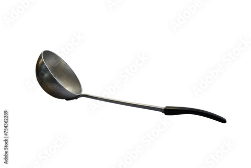 An old aluminium ladle isolated on the transparent background