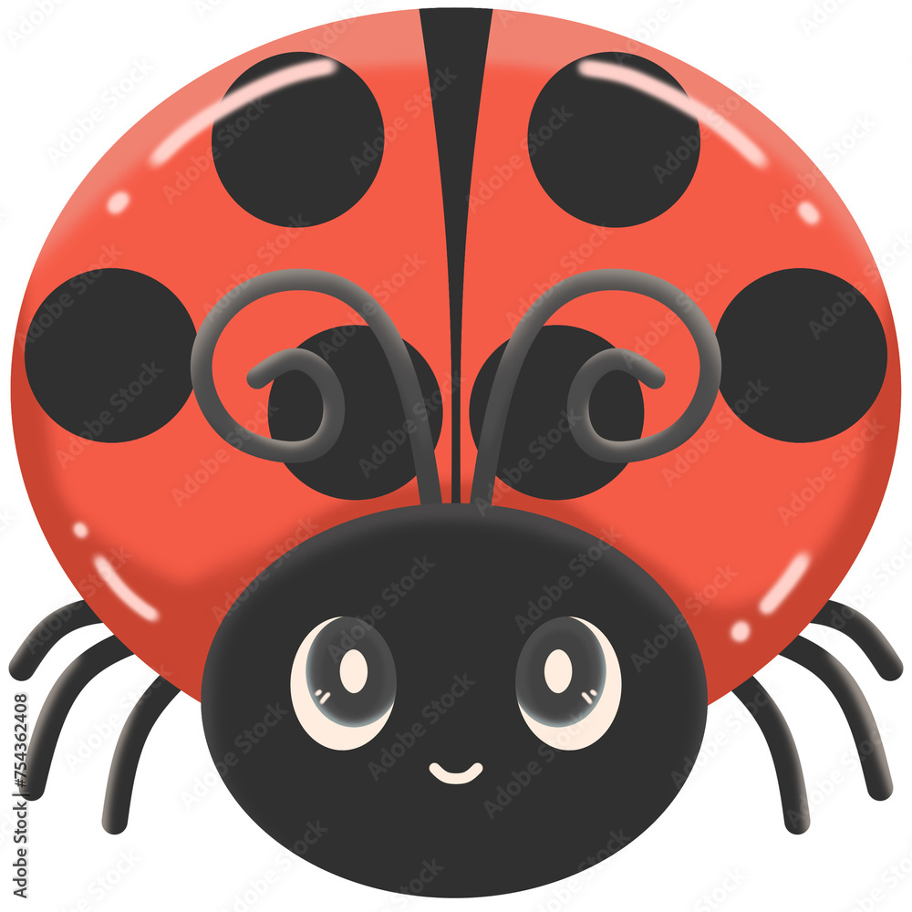 Fototapeta premium Cute black and red polka dot ladybug illustration