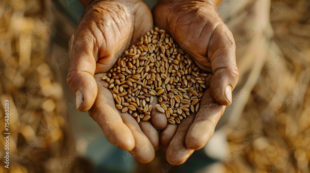 Wheat in the hands of a farmer. Grain deal concept. Hunger and food security of the world.
Wheat in the hands of a farmer. Grain deal concept. Hunger and food security of the world.