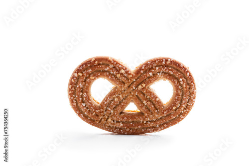 Sweet pretzel cookie isolated on white