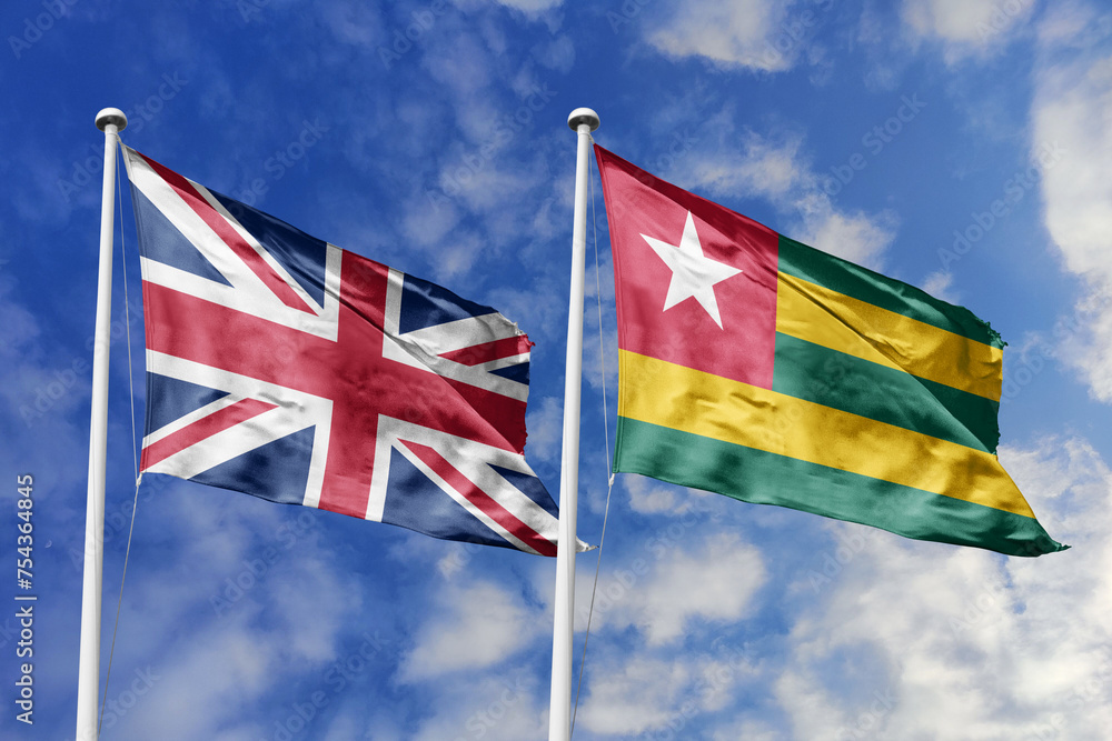 3D illustration, United Kingdom and Togo alliance and meeting, cooperation of states.