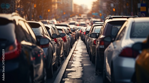 Close-Up of Cars in Traffic Jam