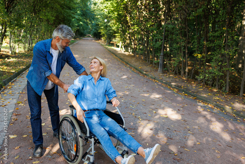 Shared Moments: Handicapped Couple Finding Joy in Nature's Embrace