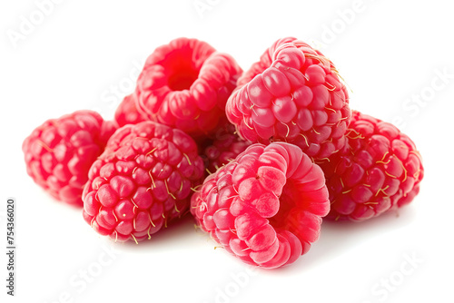 raspberries isolated on white background.