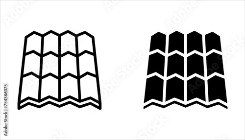 Roof icon set. Roof tile sign on white background
