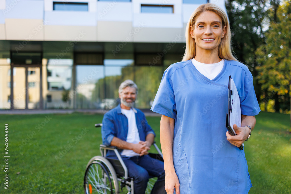 Nurse Assists Patient in Natural Setting Nurse Assists Patient in Natural Setting