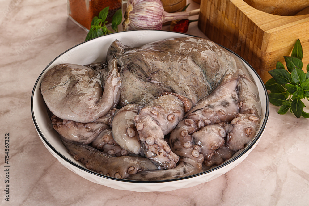 Raw cold octopus for cooking Raw cold octopus for cooking