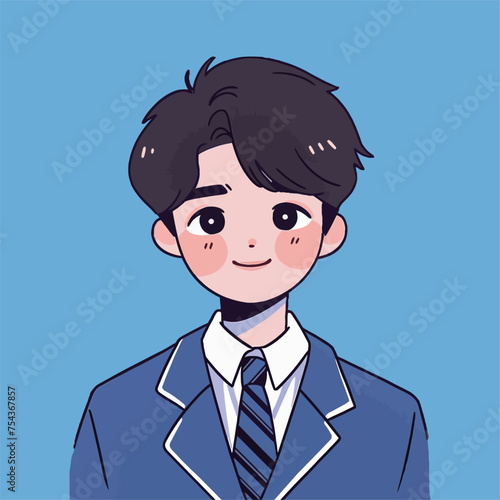학교다니는 남자 학생 일러스트
