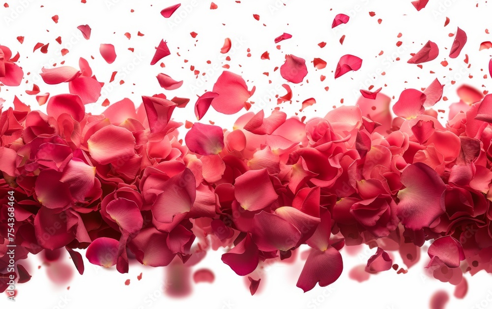 A collection of pink flowers is suspended in the air, appearing weightless and graceful A collection of pink flowers is suspended in the air, appearing weightless and graceful