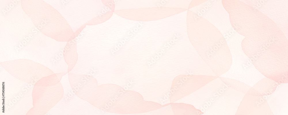 ピンク色の水彩絵の具で描いたピンクの花びらの背景