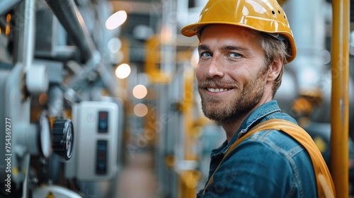 Wallpaper Mural Happy electrician in modern factory. Generative AI. Torontodigital.ca